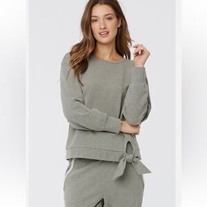 NYDJ Forever Comfort Heather Grey Front Tie French Terry Sweatshirt & Jogger Set